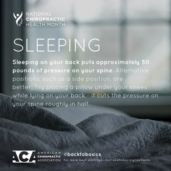 Gormish Chiropractic & Rehabilitation recommends putting a pillow under your knees when sleeping on your back.