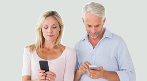 Carrolltown couple using smartphones