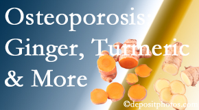 Gormish Chiropractic & Rehabilitation shares benefits of ginger, FLL and turmeric for osteoporosis care and treatment.