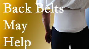 Carrolltown back pain sufferers using back support belts are supported and reminded to move carefully while healing.