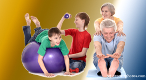 Carrolltown exercise image of young and older people as part of chiropractic plan