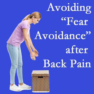 Carrolltown chiropractic care encourages back pain patients to not give into the urge to avoid normal spine motion once they are through their pain.